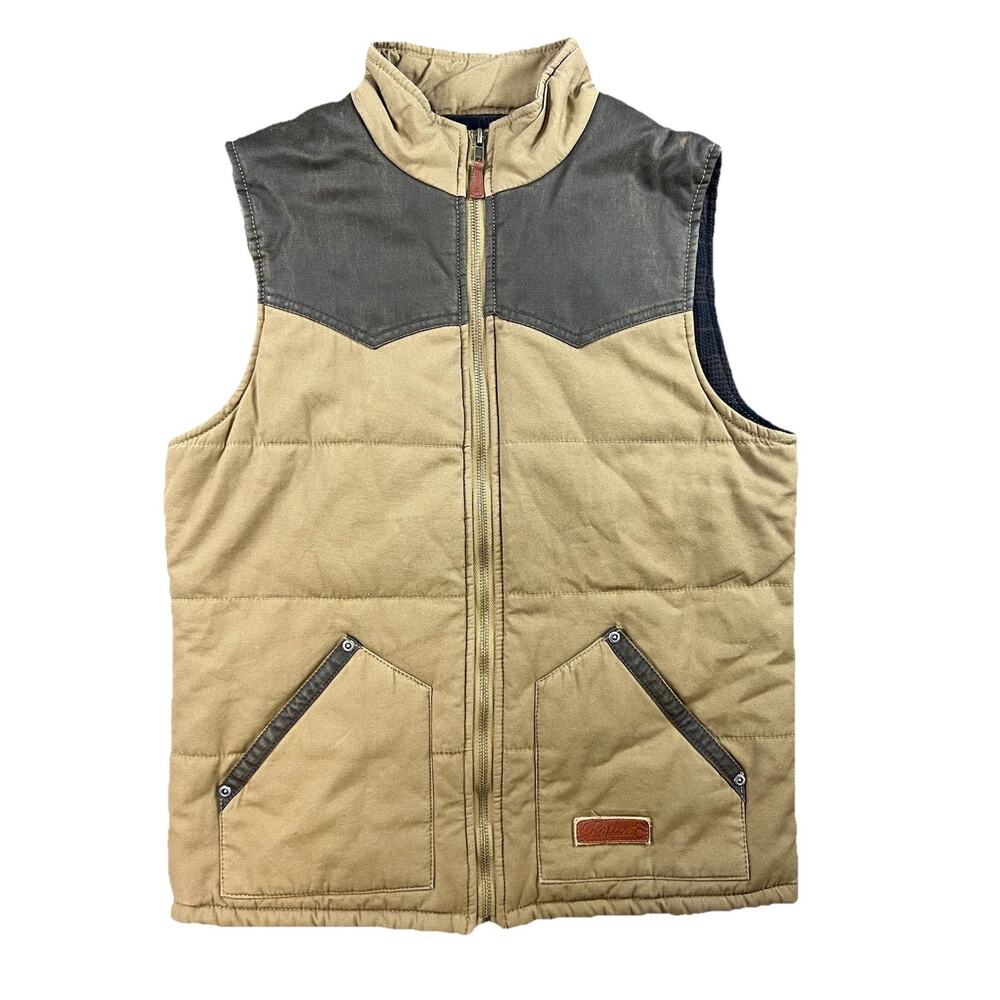 Rafter C Cowboy Collection Insulated Work Vest Mens Large Brown Plaid Lined